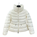 Moncler Stand-Collar Down Puffer Jacket with Drawstring Waist - Ivory