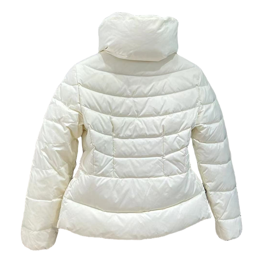 Moncler Stand-Collar Down Puffer Jacket with Drawstring Waist - Ivory