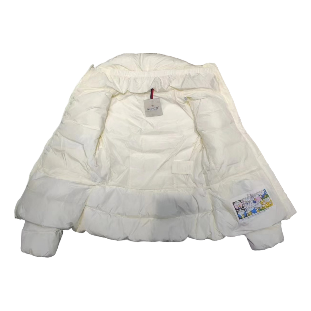 Moncler Stand-Collar Down Puffer Jacket with Drawstring Waist - Ivory