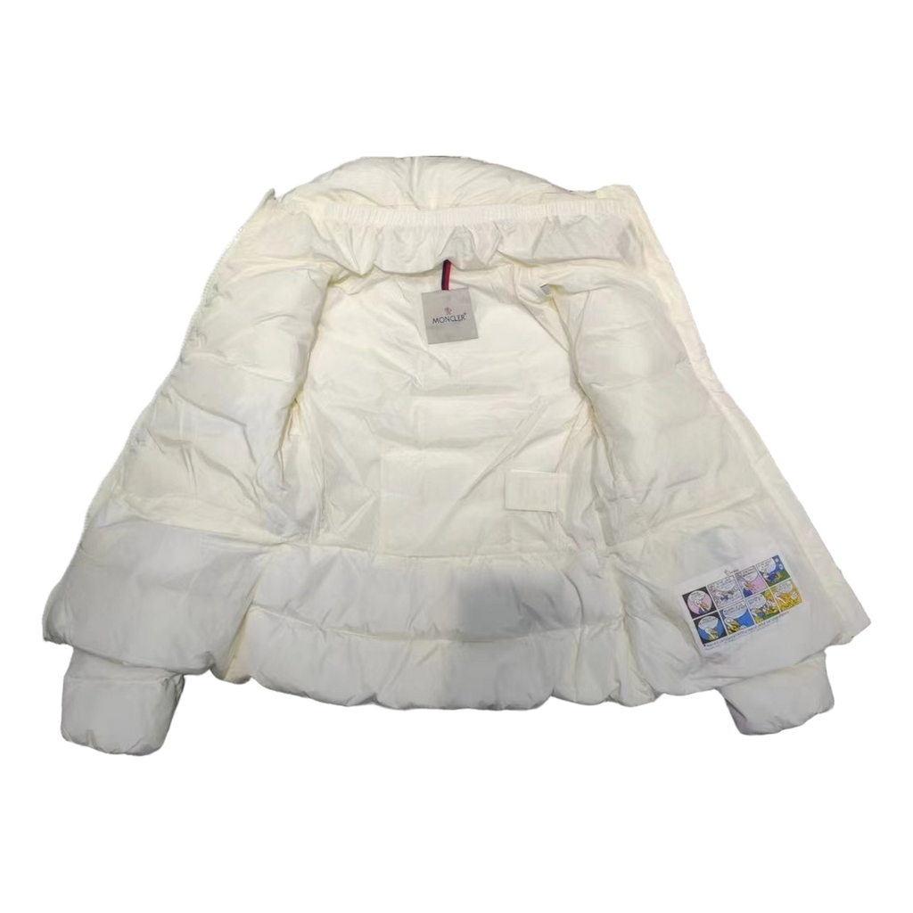 Moncler Stand-Collar Down Puffer Jacket with Drawstring Waist - Ivory