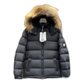 Moncler Short Down Puffer Jacket with Fur-Trimmed Hood - Black
