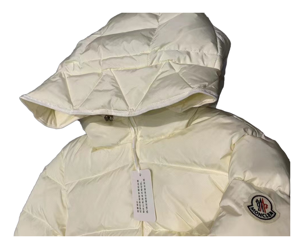 Moncler Fitted Short Hooded Down Puffer Jacket - Ivory