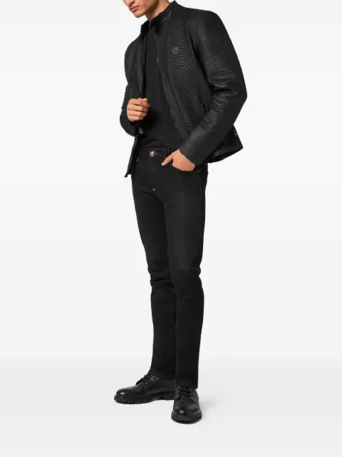 Philipp Plein Moto jacket in python leather