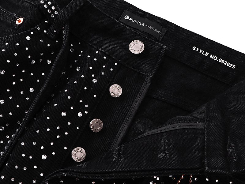 Purple Brand Rhinestone Denim Shorts