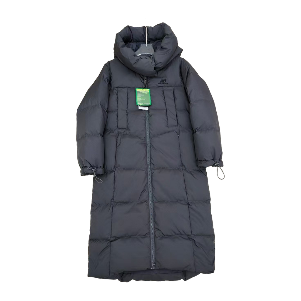 New Balance Long Puffer Coat with Adjustable Hood - Black
