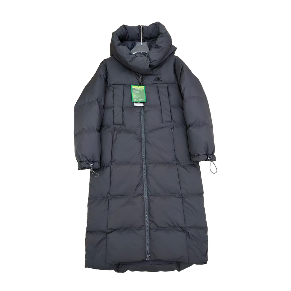 New Balance Long Puffer Coat with Adjustable Hood - Black