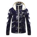 Moncler Glossy Hooded Down Puffer Jacket with Contrast Trim