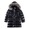 Moncler Long Down Puffer Coat with Fur-Trimmed Hood & Drawstring Waist