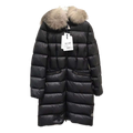 Moncler Four-Pocket Long Down Coat with Fur-Trimmed Hood - Black