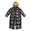 Moncler Glossy Long Down Puffer Coat with Gold Lining - Black