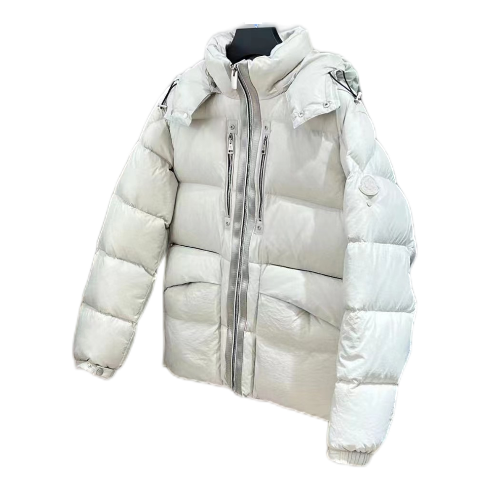 Moncler Two-Way Zip Hooded Down Puffer Jacket - Off White
