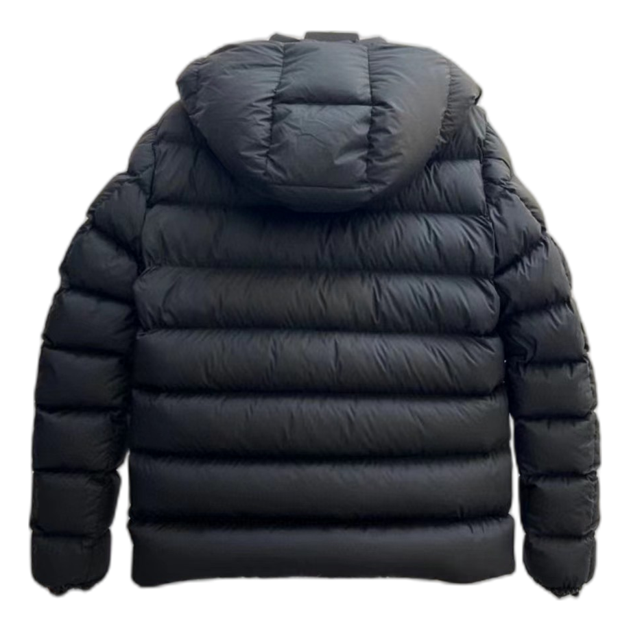Moncler Vertical-Logo Snap-Front Puffer Jacket in Black