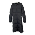 Moncler Matte Hooded Long Down Coat with Zip Front - Black