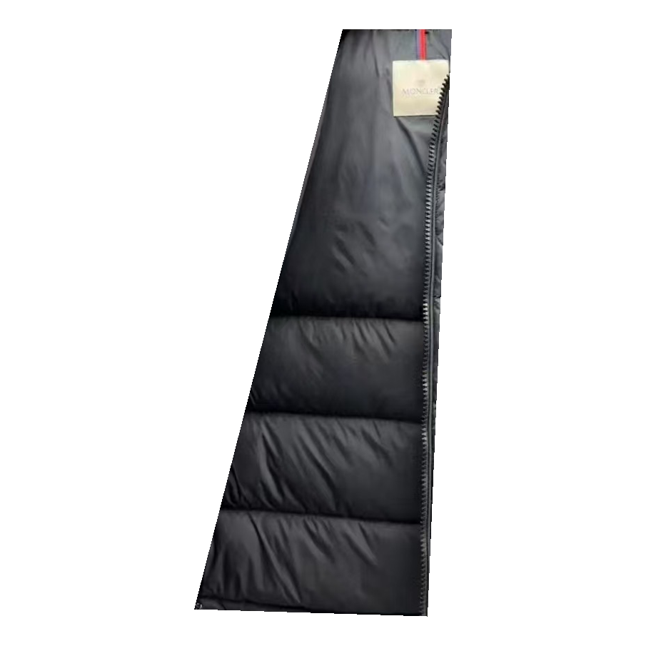Moncler Hooded Down Puffer Jacket with Fur Trim - Black