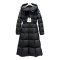 Moncler Fitted Long Hooded Down Puffer Coat - Black