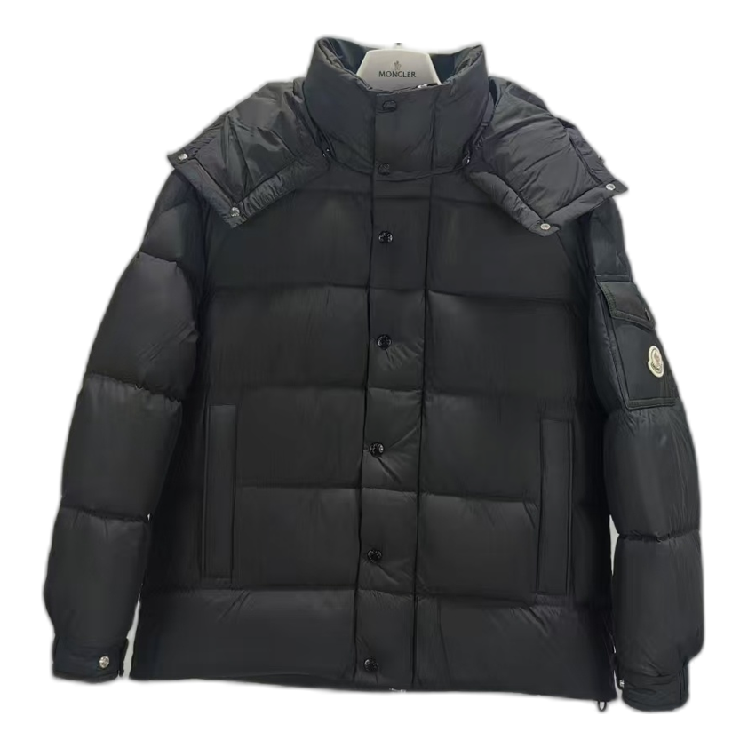 Moncler Matte Hooded Down Puffer Jacket with Snap Front