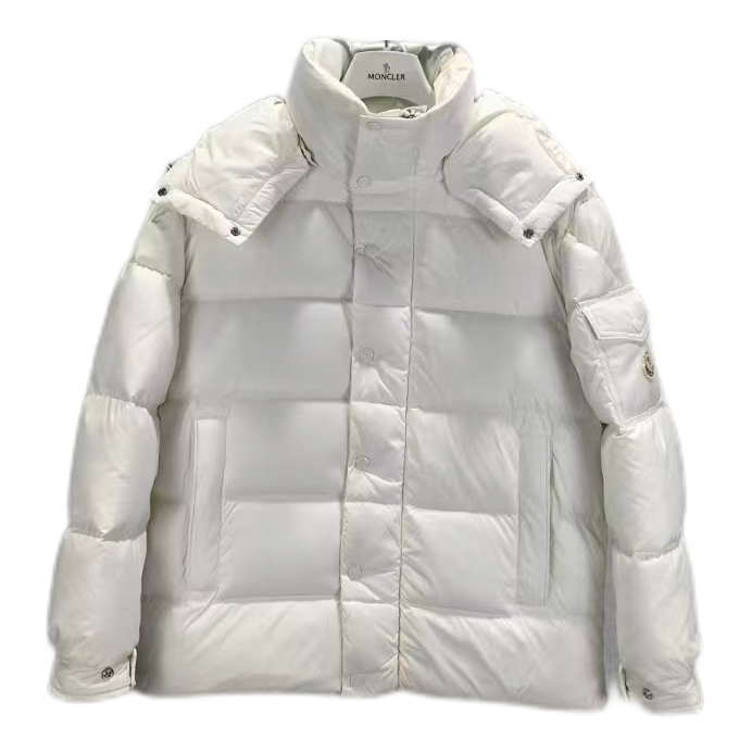 Moncler Matte Hooded Down Puffer Jacket with Snap Front