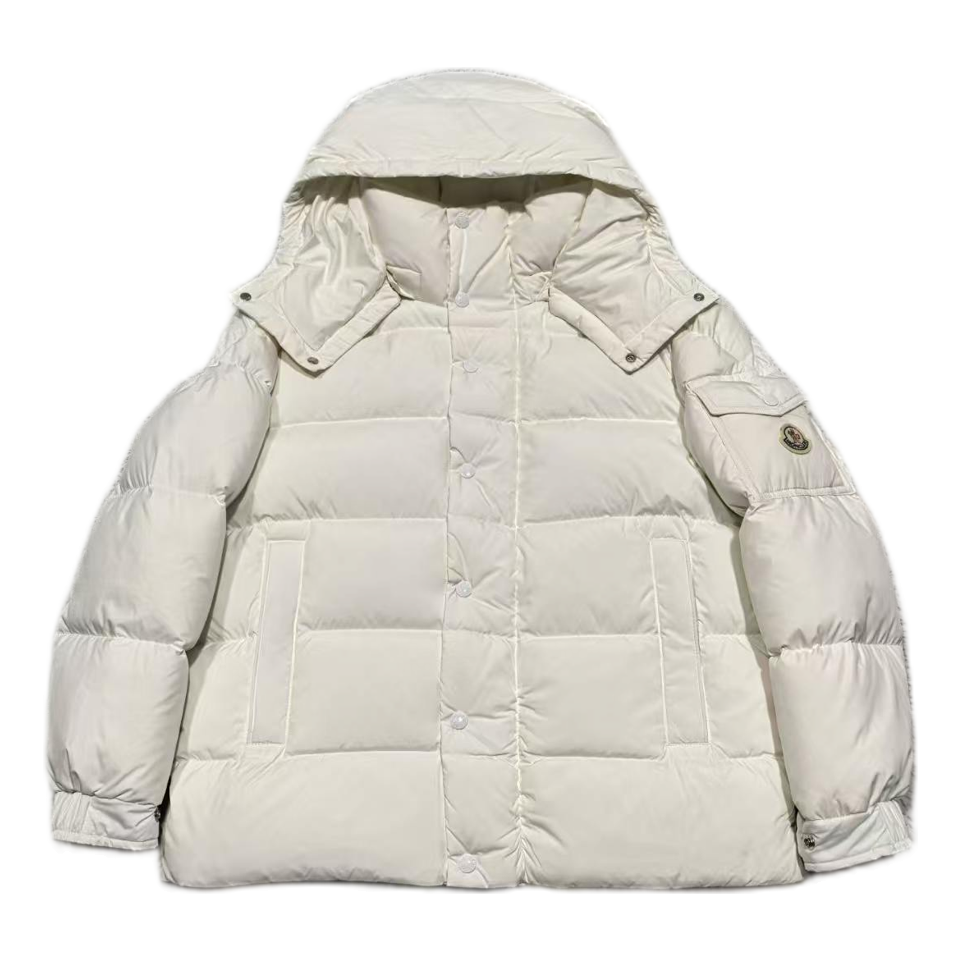 Moncler Matte Hooded Down Puffer Jacket with Snap Front