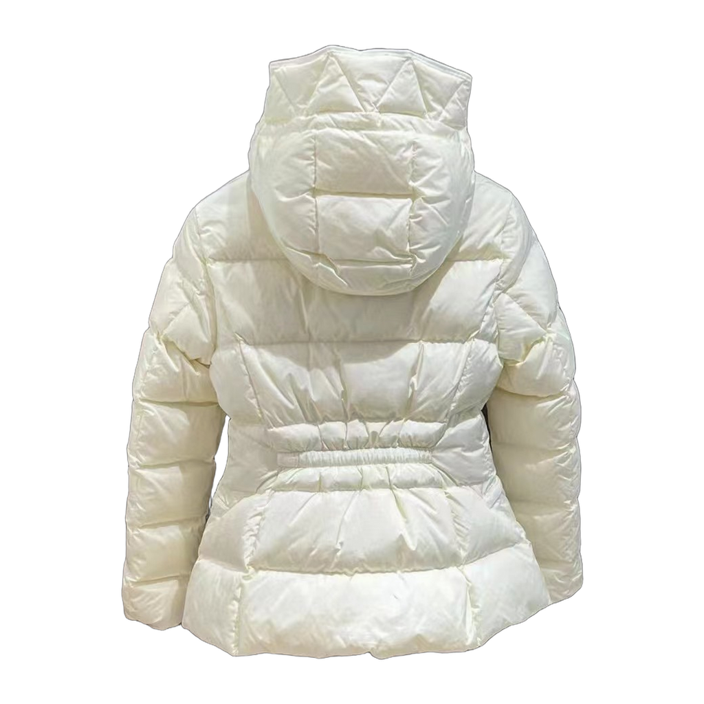 Moncler Fitted Short Hooded Down Puffer Jacket - Ivory