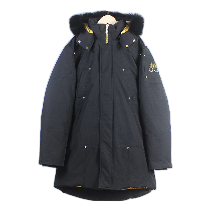Moose Knuckles Stag Lake Down Parka with Fur Trim & Gold-Tone Hardware - Black