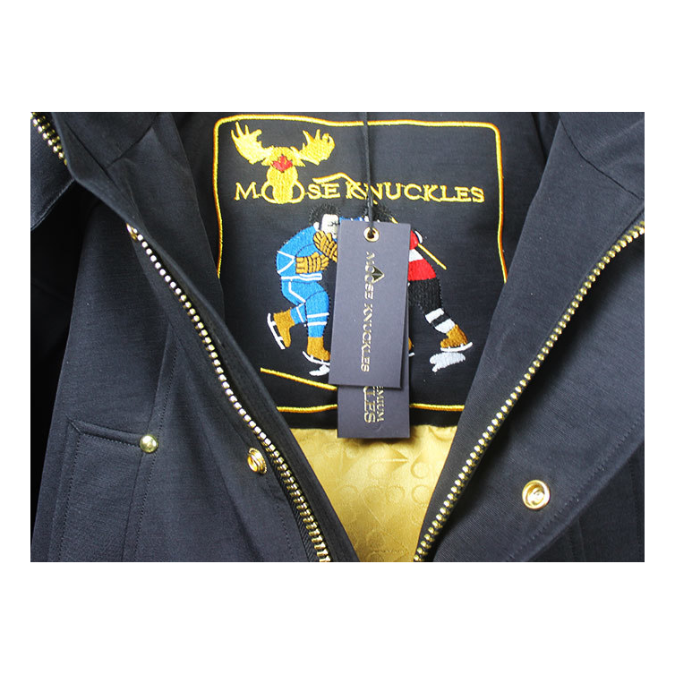 Moose Knuckles Stag Lake Down Parka with Fur Trim & Gold-Tone Hardware - Black