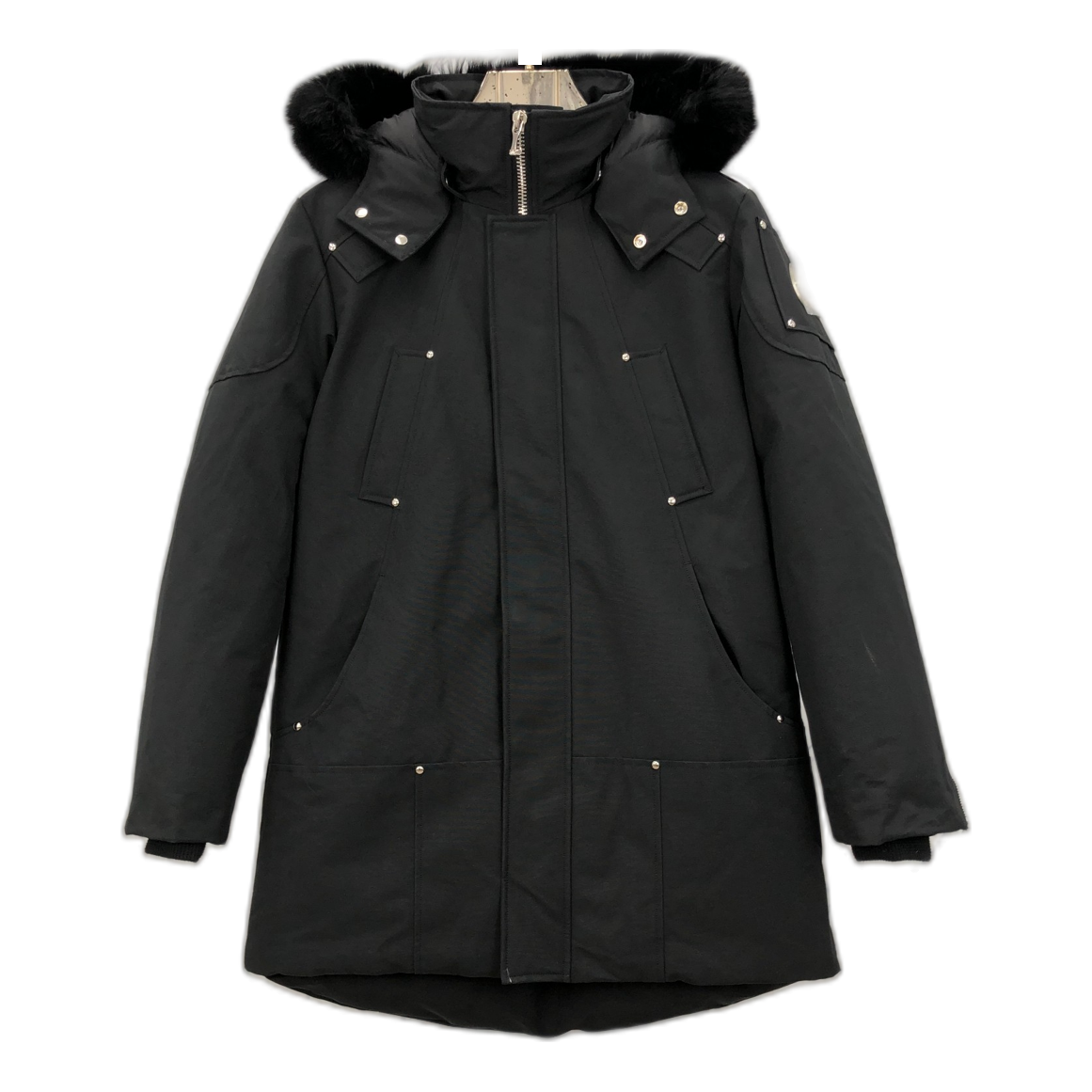 Moose Knuckles Curved-Hem Down Parka with Fur-Trimmed Hood - Black