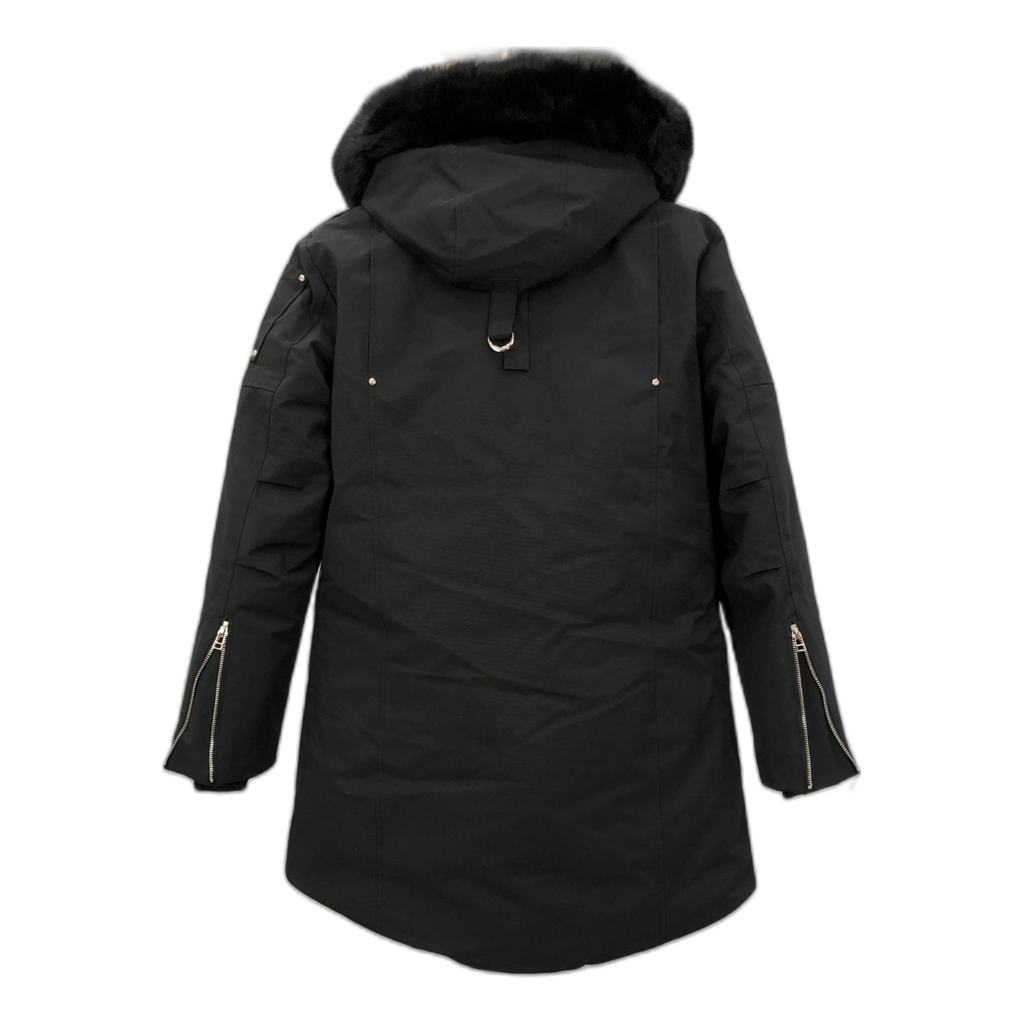 Moose Knuckles Curved-Hem Down Parka with Fur-Trimmed Hood - Black
