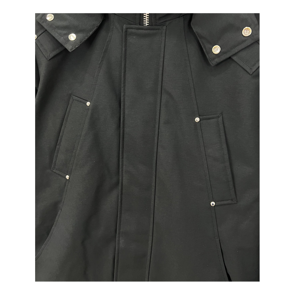 Moose Knuckles Curved-Hem Down Parka with Fur-Trimmed Hood - Black