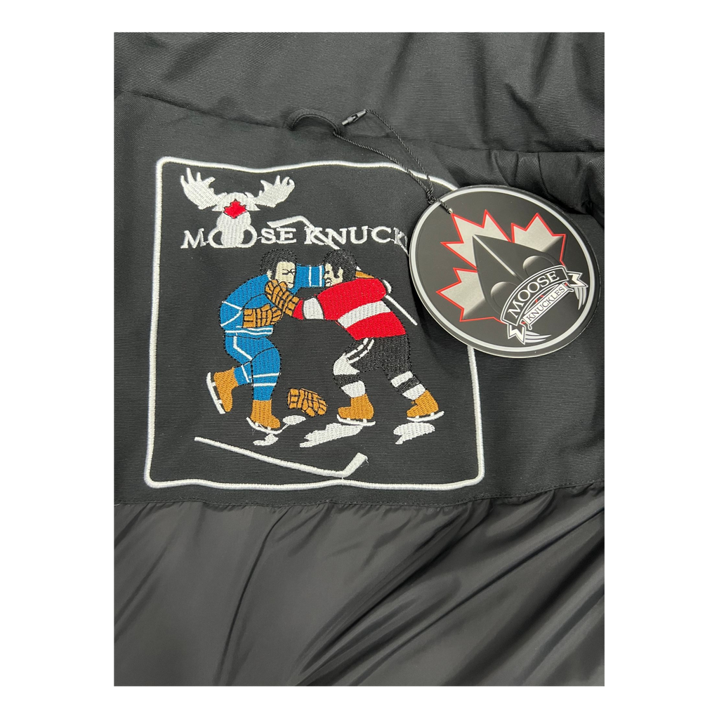 Moose Knuckles Curved-Hem Down Parka with Fur-Trimmed Hood - Black