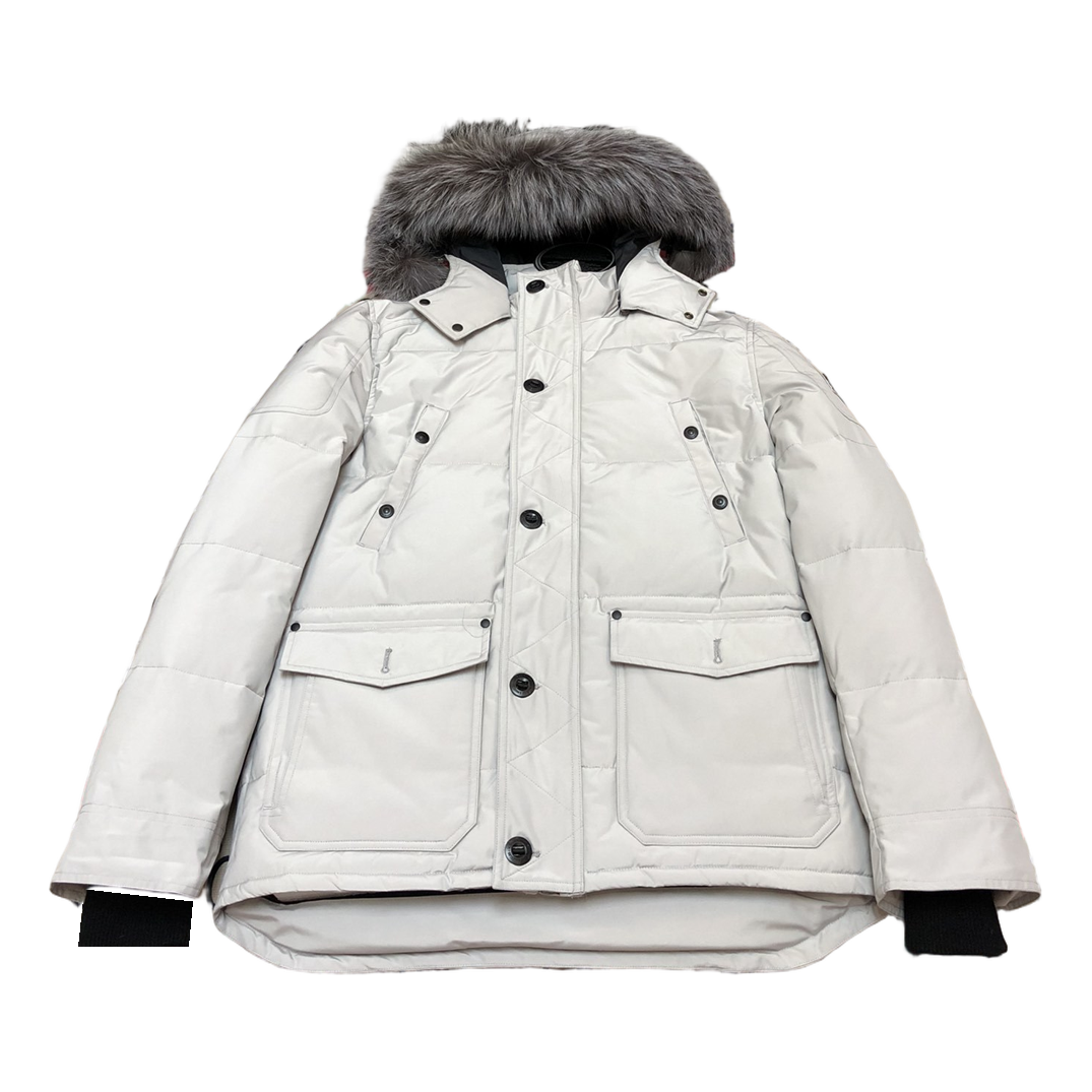 Moose Knuckles Four-Pocket Down Puffer Jacket with Fur-Trimmed Hood