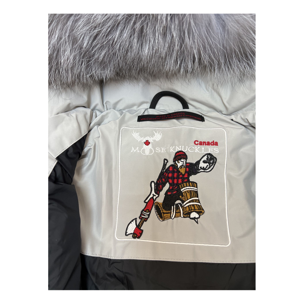 Moose Knuckles Four-Pocket Down Puffer Jacket with Fur-Trimmed Hood