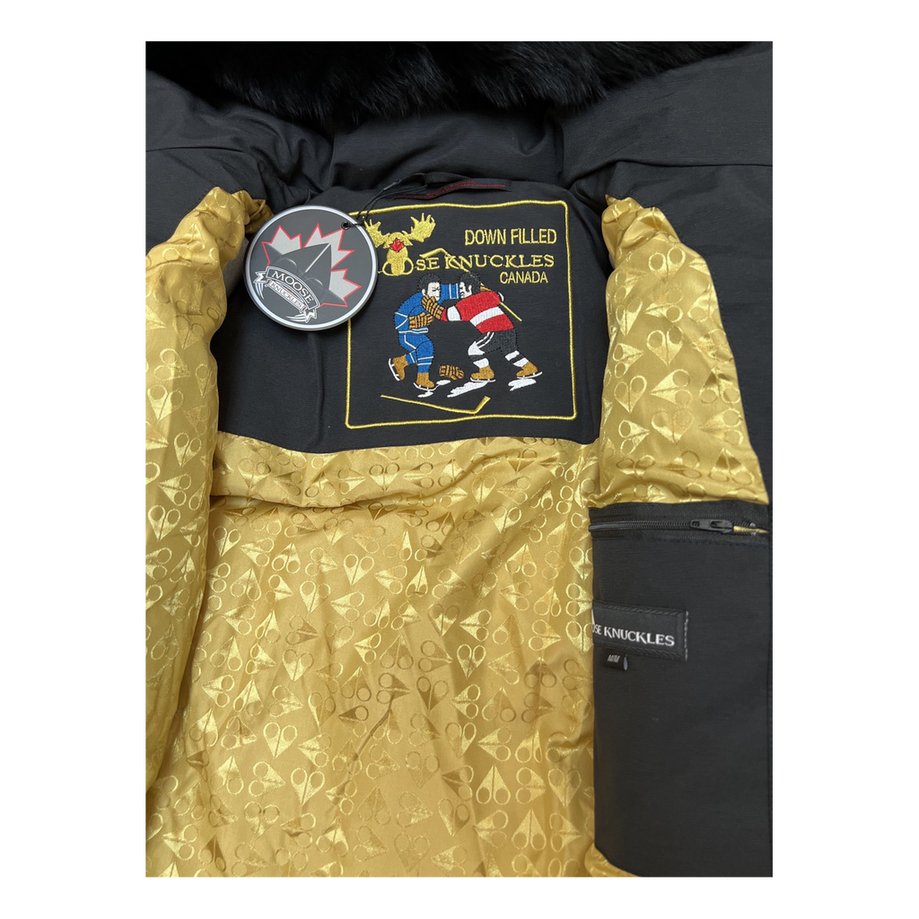 Moose Knuckles Gold 3Q Fur-Trim Down Puffer Jacket - Black