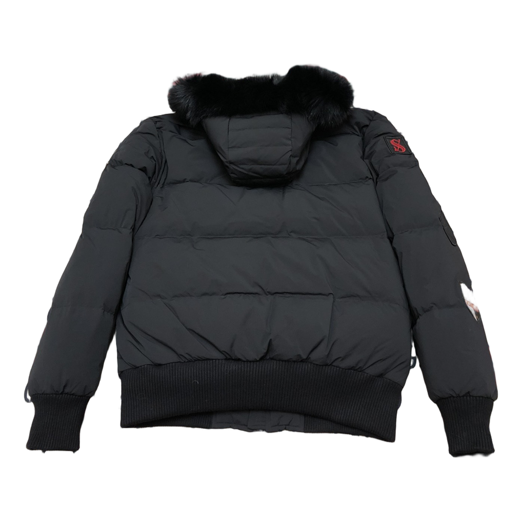 Moose Knuckles Patch-Detail Hooded Down Bomber Jacket - Black