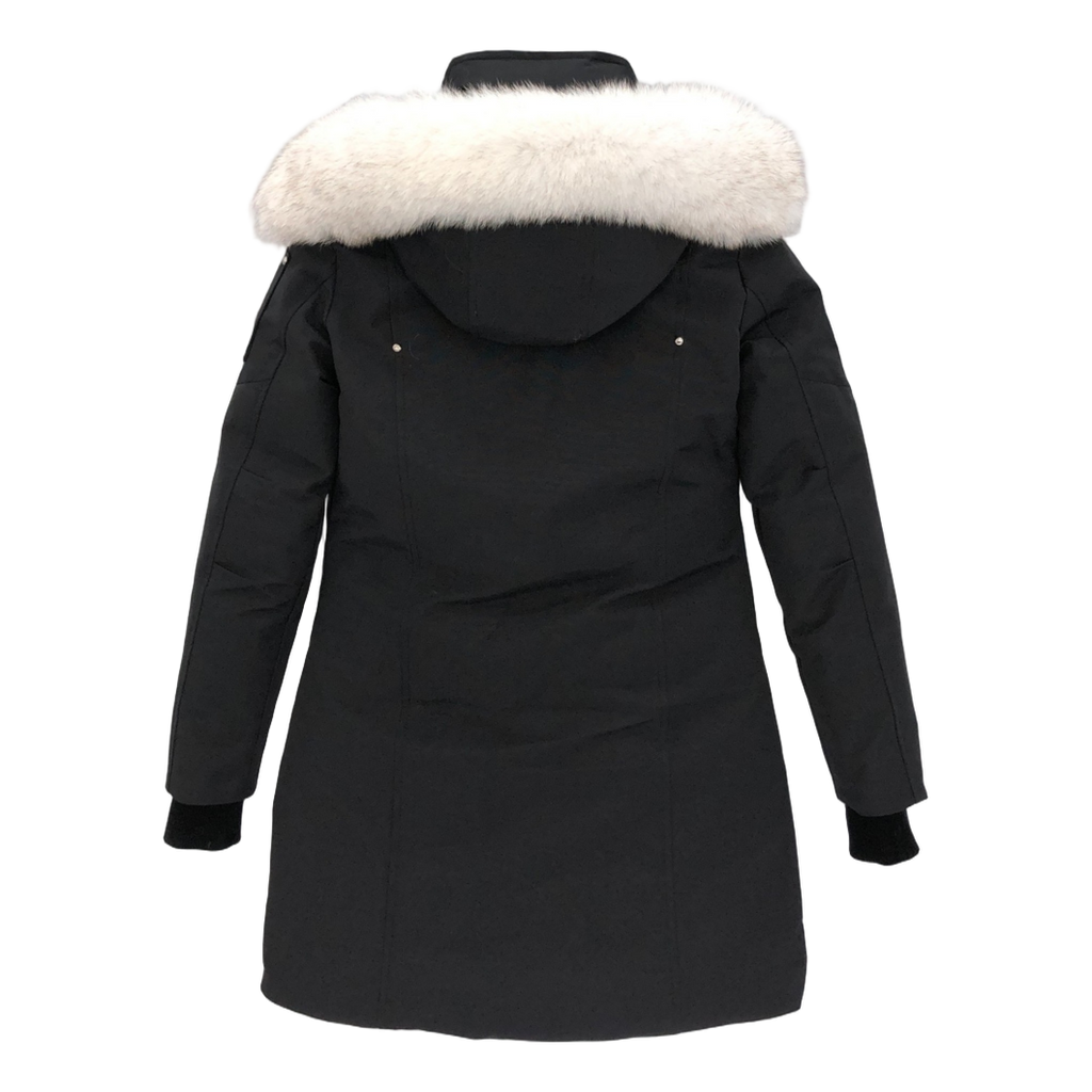 Moose Knuckles Stirling Down Parka with White Fur Trim & Pom-Pom