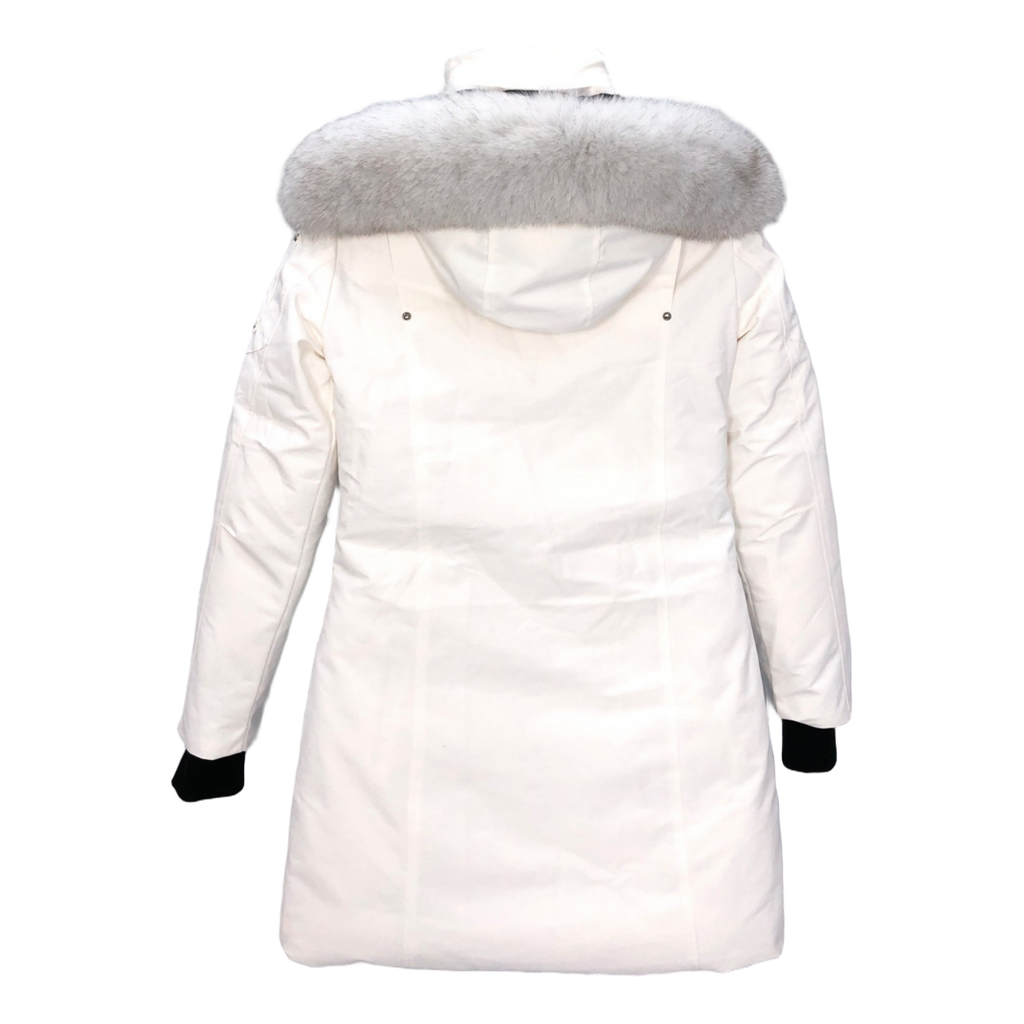 Moose Knuckles Stirling Down Parka with White Fur Trim & Pom-Pom