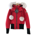 Moose Knuckles Debbie Down Bomber Jacket with Fur-Trimmed Collar