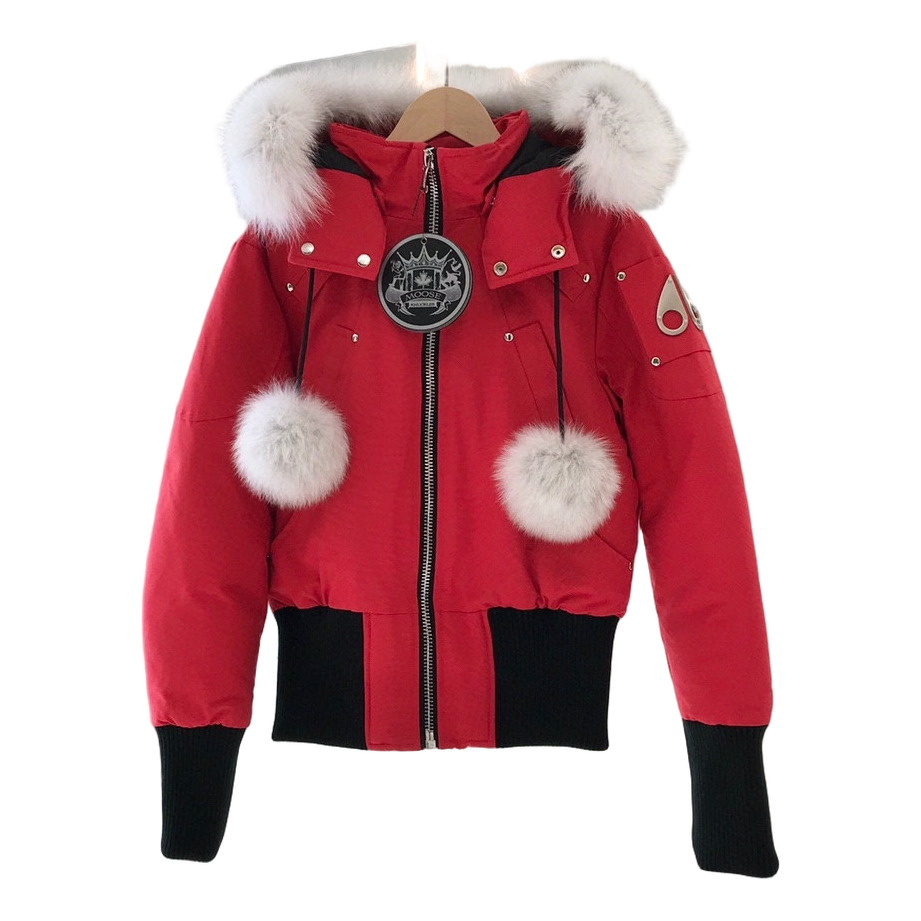Moose Knuckles Debbie Down Bomber Jacket with Fur-Trimmed Collar