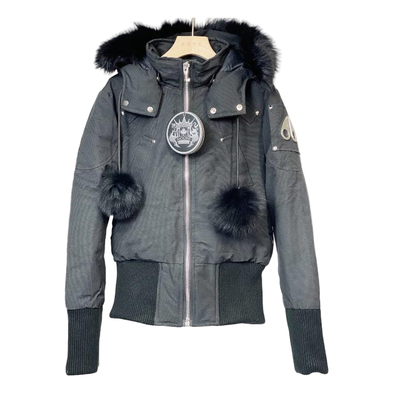 Moose Knuckles Debbie Down Bomber Jacket with Fur-Trimmed Collar