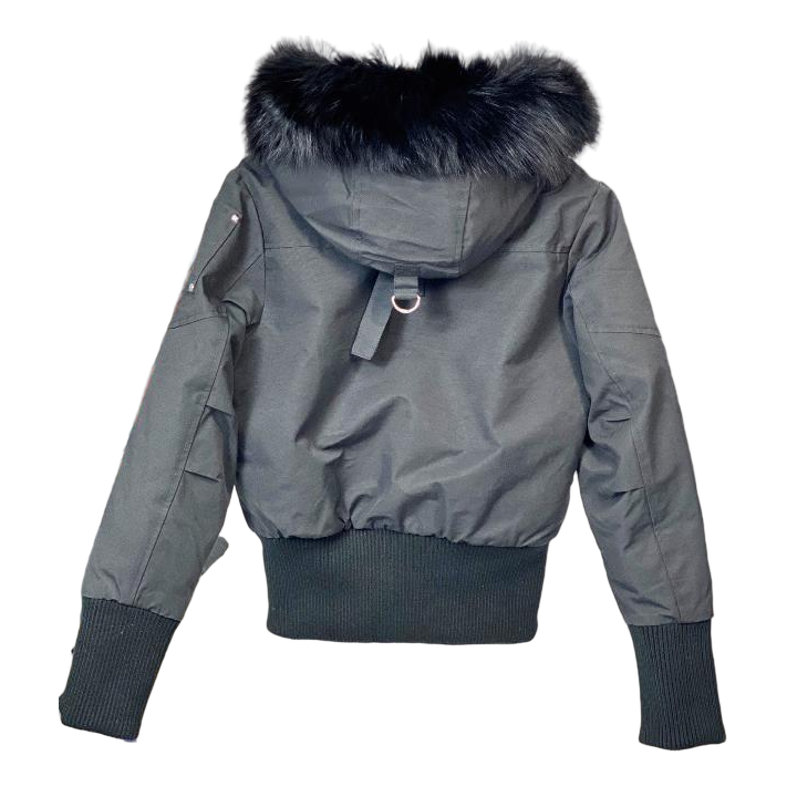 Moose Knuckles Debbie Down Bomber Jacket with Fur-Trimmed Collar