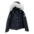 Moose Knuckles Hooded Down Jacket with Fur Trim & Zip Chest Pocket