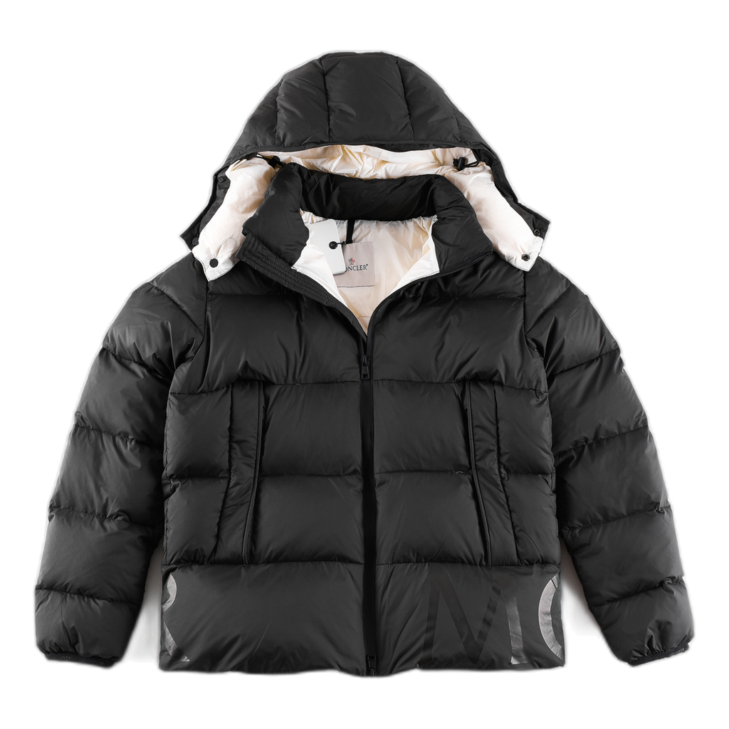 Moncler Logo-Hood Down Puffer Jacket with Contrast Lining - Black