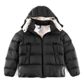 Moncler Logo-Hood Down Puffer Jacket with Contrast Lining - Black
