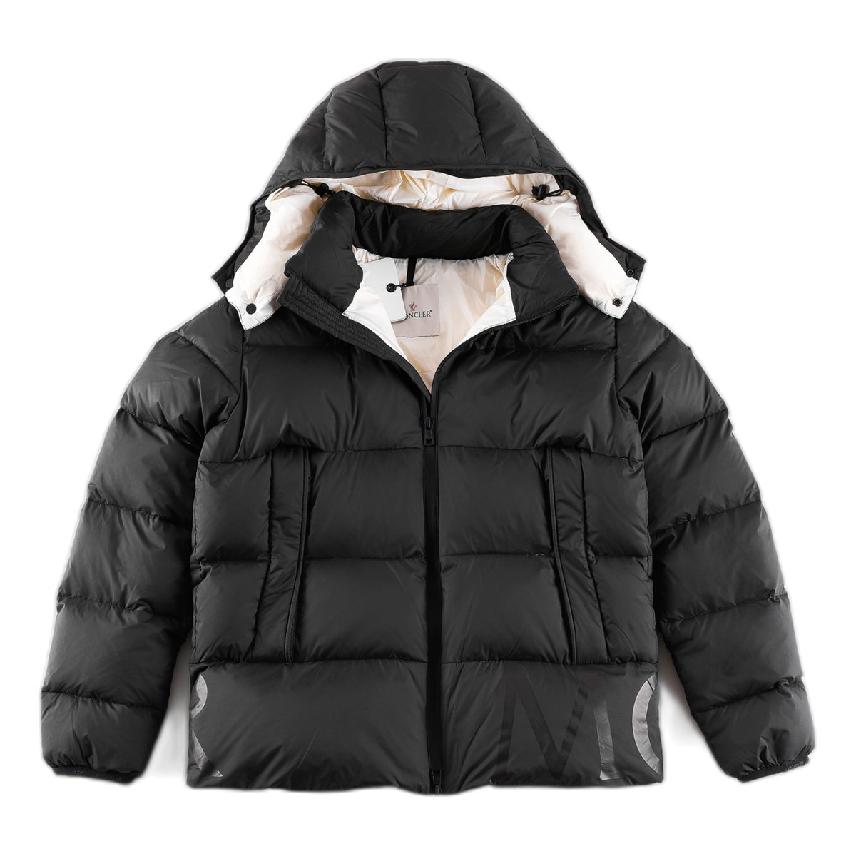 Moncler Logo-Hood Down Puffer Jacket with Contrast Lining - Black
