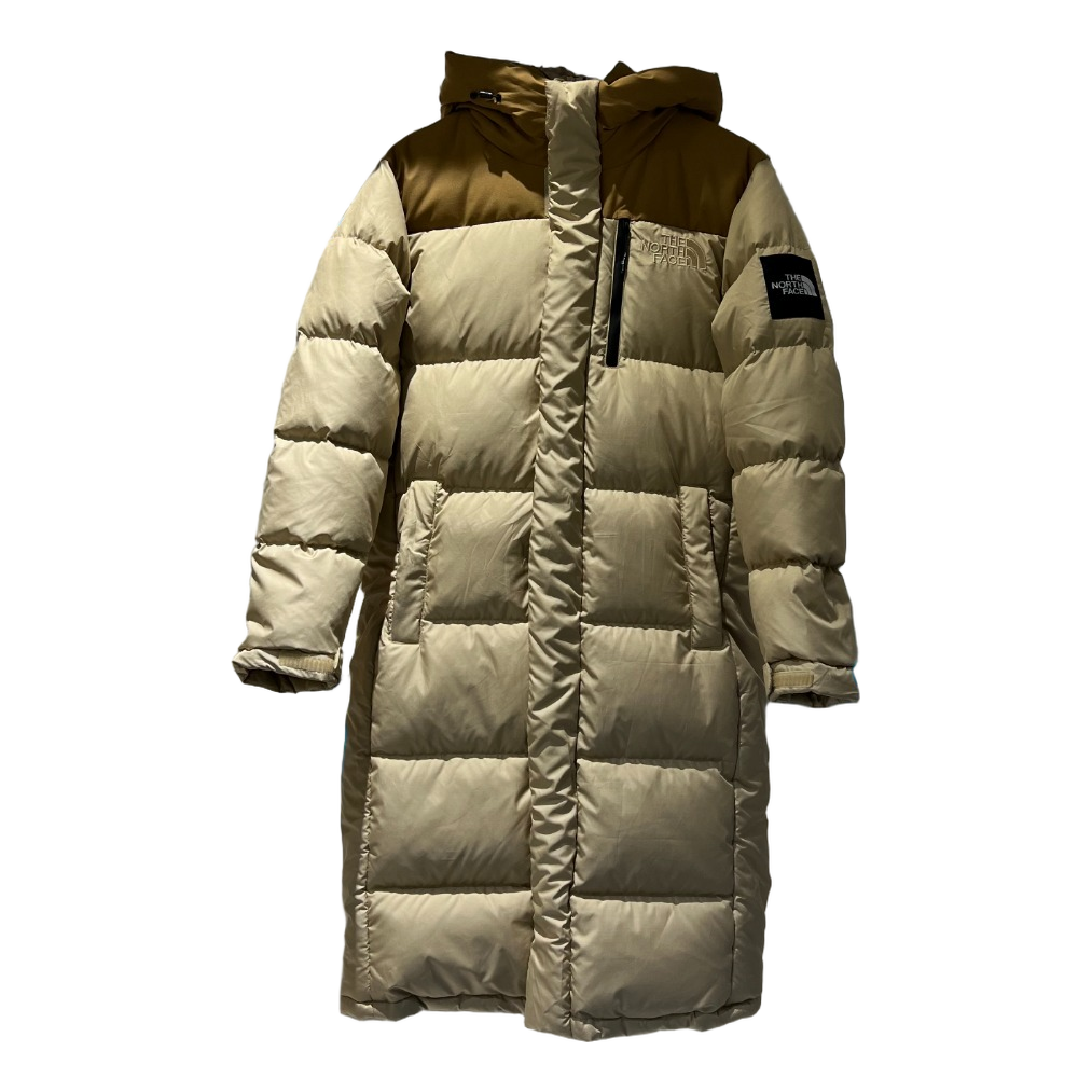 The North Face Color-Block Long Hooded Down Coat | Tan