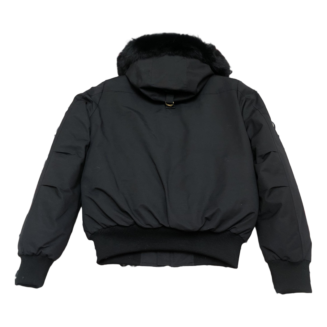 Moose Knuckles Gold Ballistic Fur-Trim Down Bomber Jacket - Black