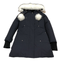 Moose Knuckles Stirling Down Parka with Pom-Pom & Fur Trim - Navy