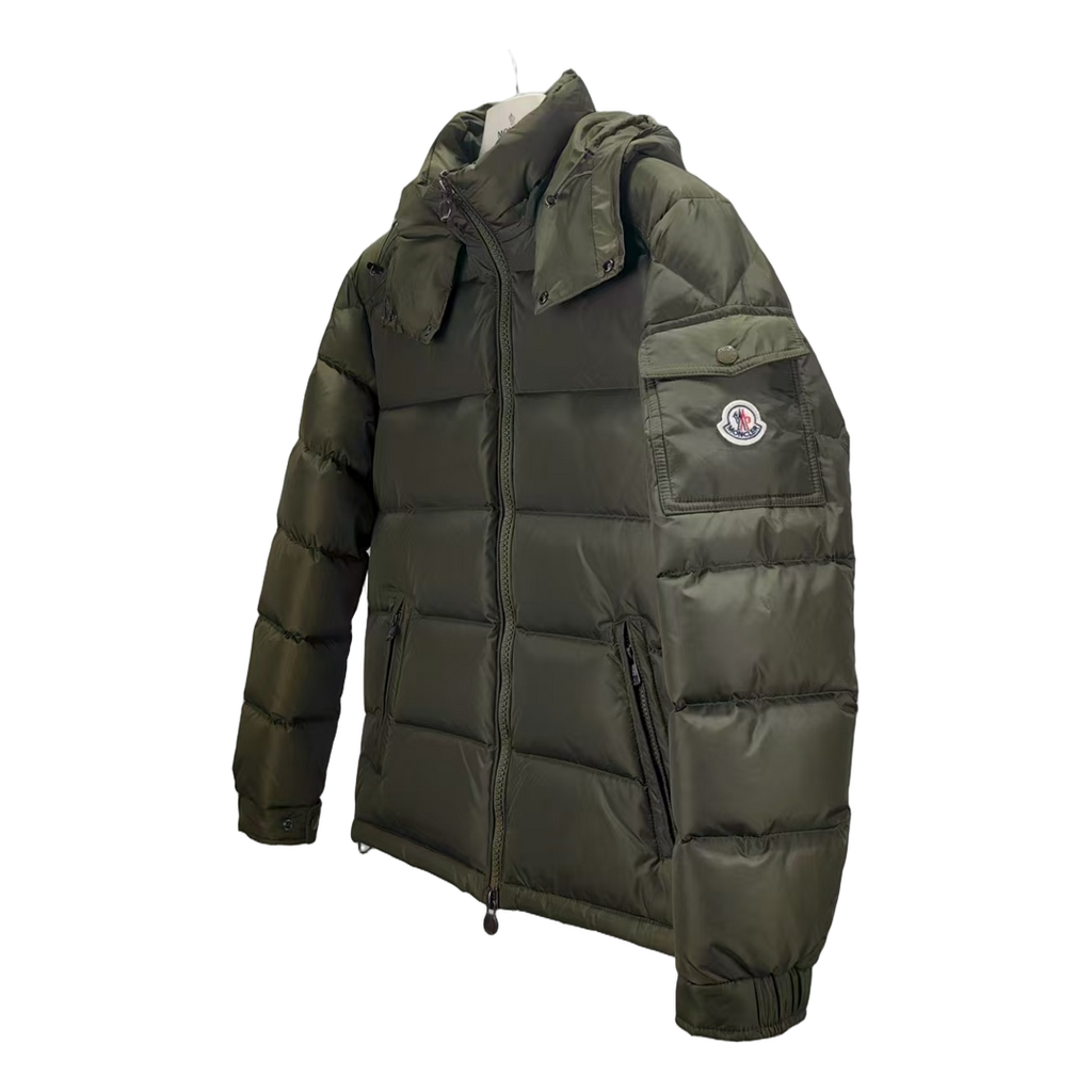 Moncler Maya Matte Hooded Down Puffer Jacket - Olive Green