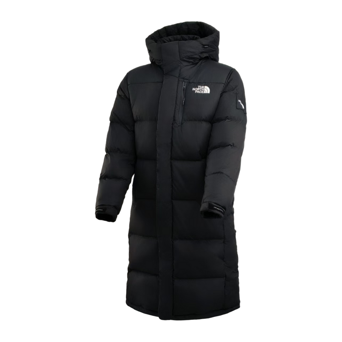 The North Face Color-Block Long Hooded Down Coat | Black