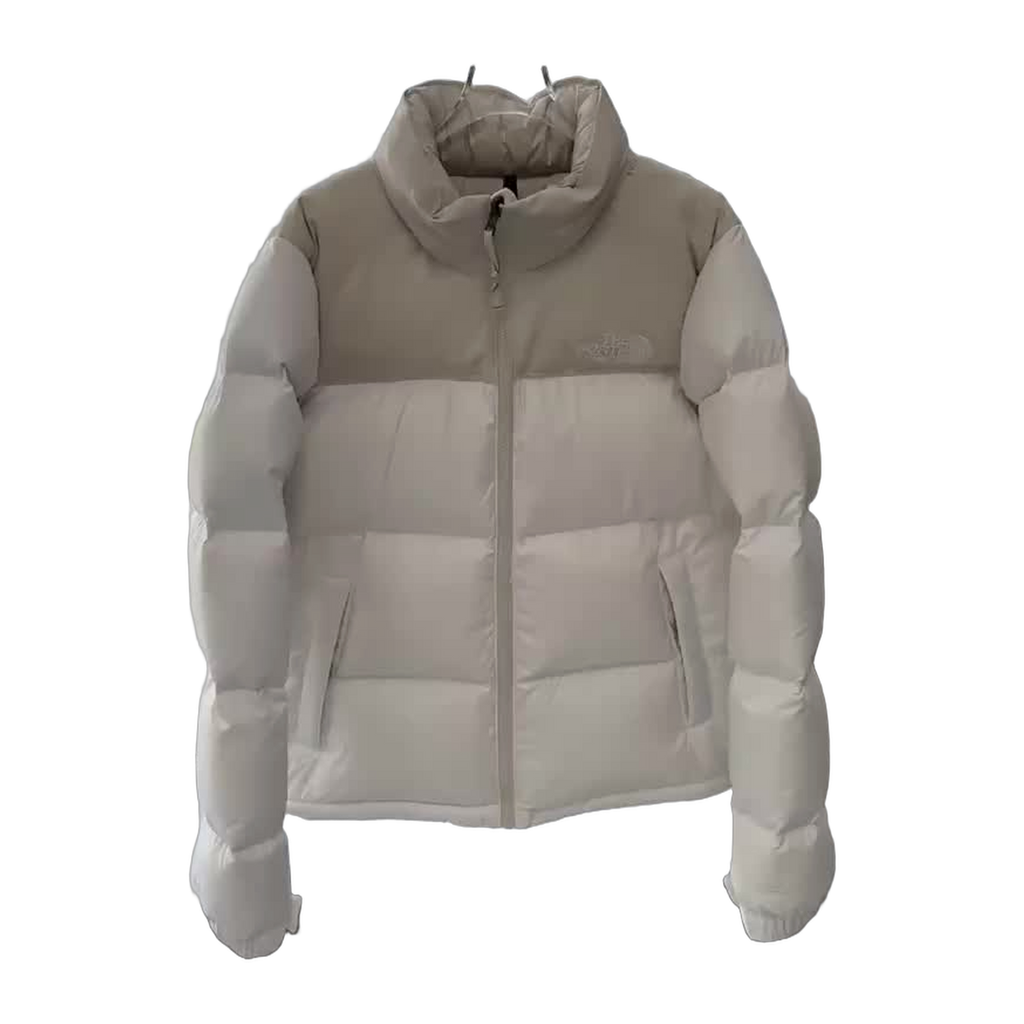 The North Face Cropped Puffer Jacket with Stand Collar | Cream