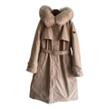 Prada Belted Faux Fur-Trim Hooded Coat | Blush Beige